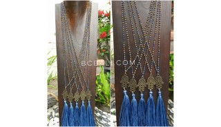 bronze hamsa hand pendant tassels necklace crystal bead 2color